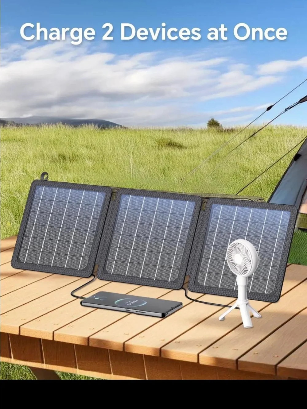 15W Small Portable Solar Panel Chargers, Waterproof, Foldable